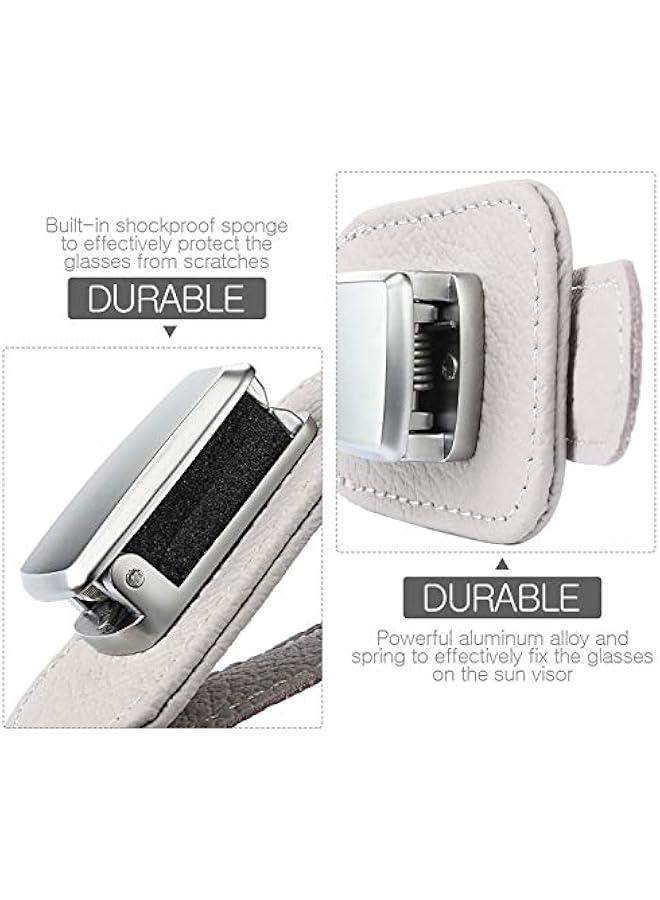 2 Packs Sunglasses Holder for Car Universal Visor Sunglasses Holder Clip Leather Eyeglasses Hanger and Ticket Card Clip Eyeglasses Mount for Car(Gray) - Image 5